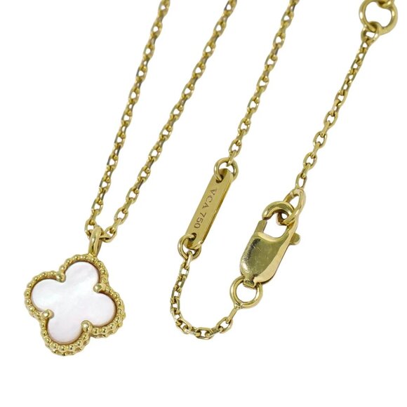 Van Cleef & Arpels Sweet Alhambra Mother of Pearl Necklace 750 Yellow Gold - Picture 1 of 9